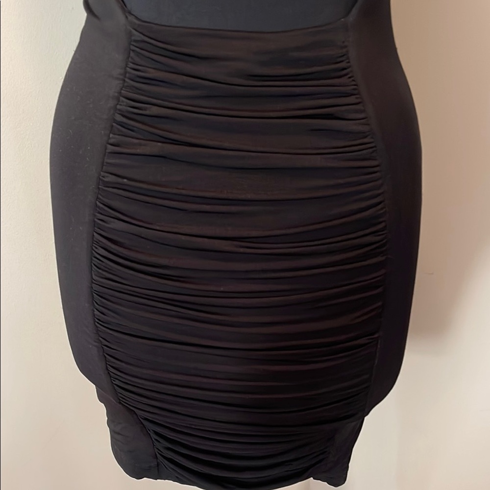 bebe Black Ruched Mini Dress - Picture 4 of 7